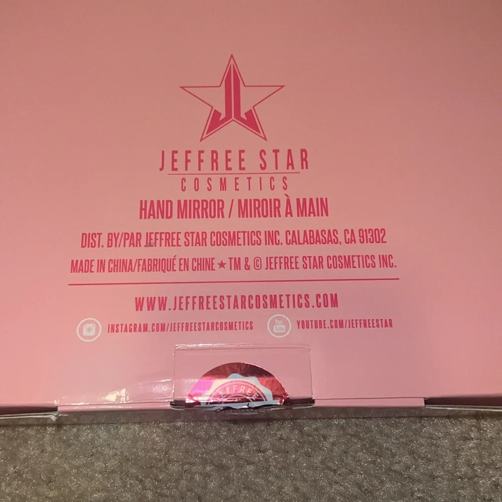 Jeffree Star Metallic Pink “Approved” stamp mirror and crossbody bag